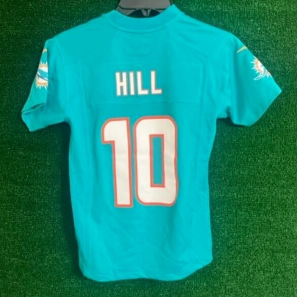 YOUTH Tyreek Hill #10 Miami Dolphins Game on-Field Team Jersey Green MULTIPLE SZ